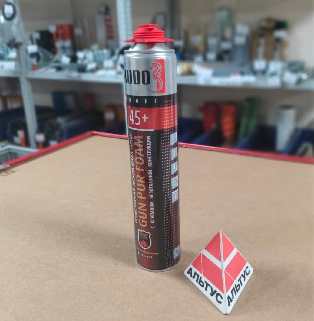 Огнестойкая строительная монтажная пена FIRE PROOF 45+ всесезонная, профессиональная KUDO 1000 мл								