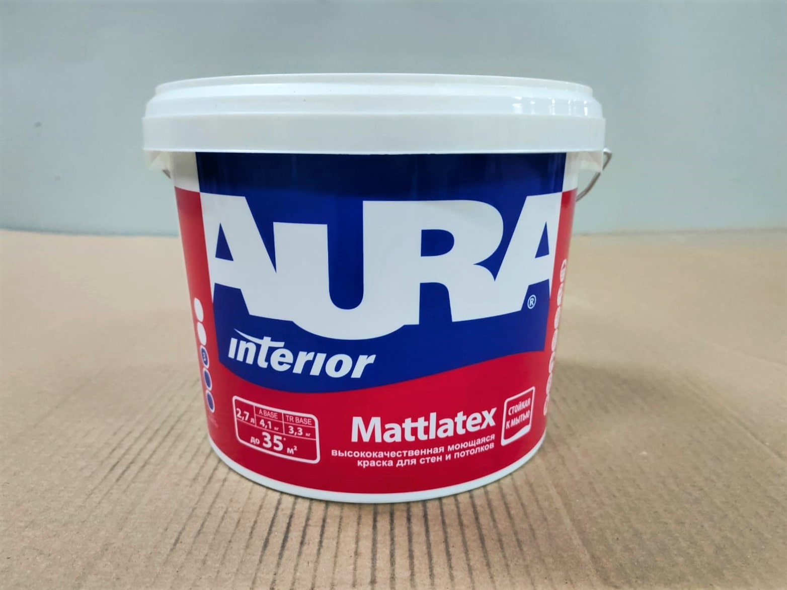 Краска моющаяся для стен и потолков AURA Mattlatex Interior / Аура Матлатекс 2,7 л (база А)								