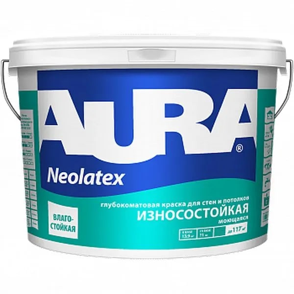 Краска износостойкая для стен и потолков "Aura Neolatex 2,7л"