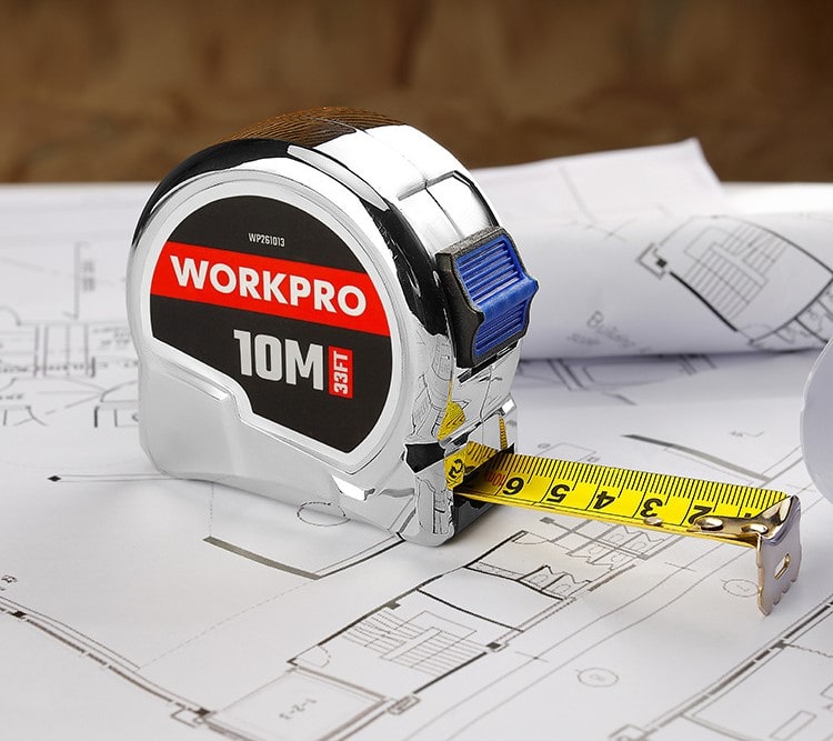 Рулетка Workpro хромированная 10м*25мм (WP261013)								