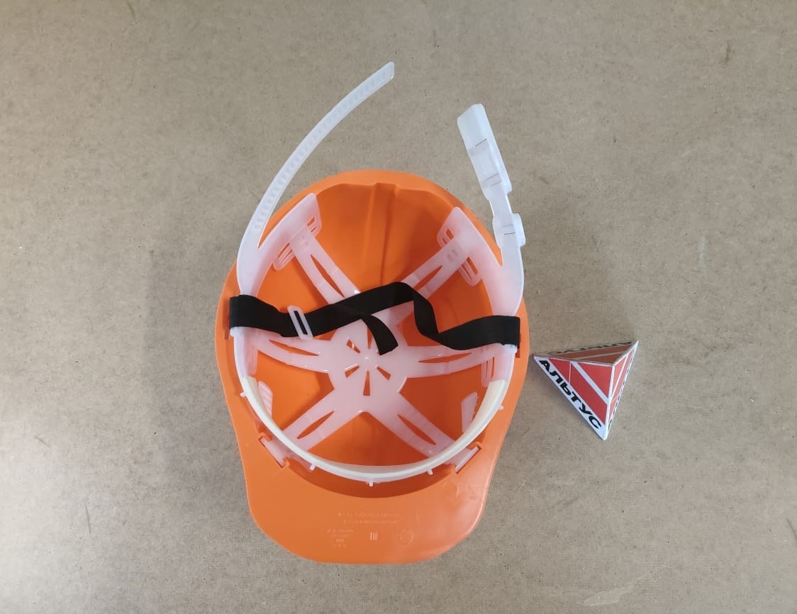 Каска защитная из ударопрочной пластмассы, оранжевая