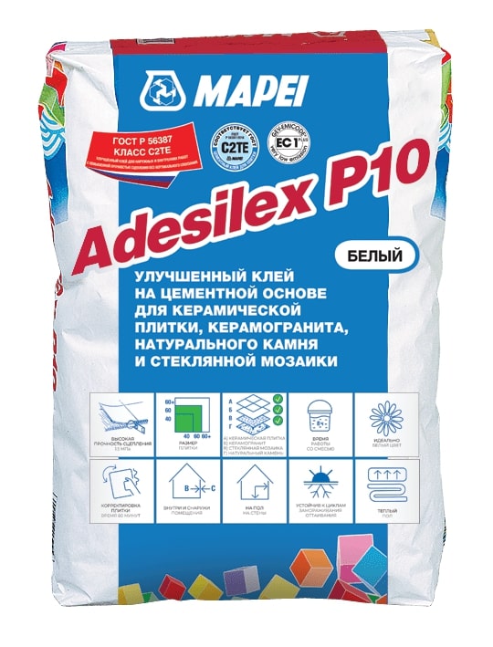 Клей на цементной основе Mapei Adesilex P10 белый (25кг)								