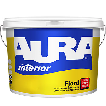 Краска влагостойкая для стен и потолков, ванной и кухни AURA Fjord / Аура Фьорд 2,7 л (база А)