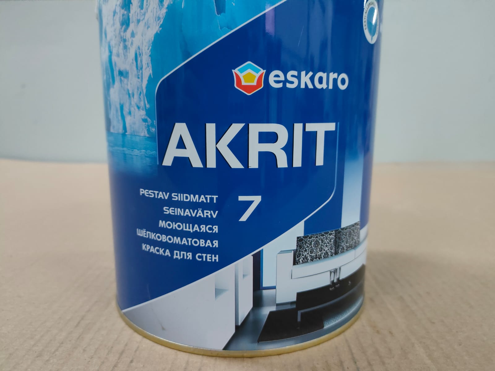 Моющаяся шелковоматовая краска для стен Eskaro Akrit 7 (База А - белая) 2,85 л