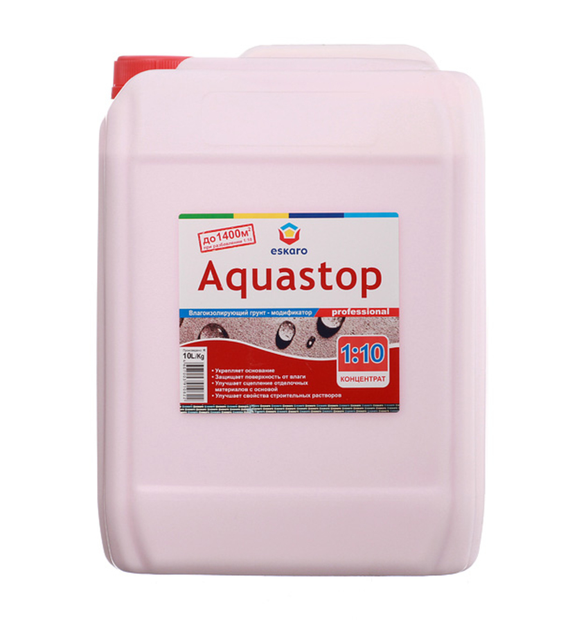 Грунт влагоизолятор (грунтовка) Eskaro Aquastop Professional 10 л концентрат 1:10								