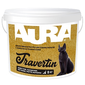 Декоративная штукатурка с эффектом натурального камня Aura Dekor Travertin 8 кг								