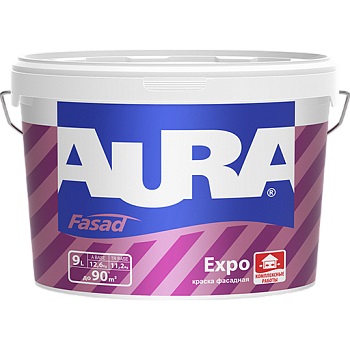 Краска фасадная водно-дисперсионная AURA Fasad Expo / АУРА Экспо 9 л (база А)