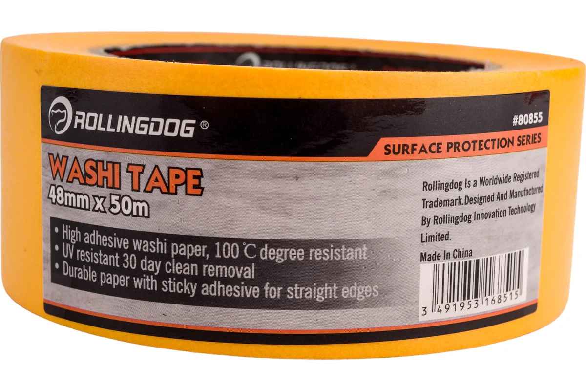 Лента малярная Washi 48ммх50м, 100 грд, УФ-устойчивость 30 дн. (12) Rollingdog (80855)								