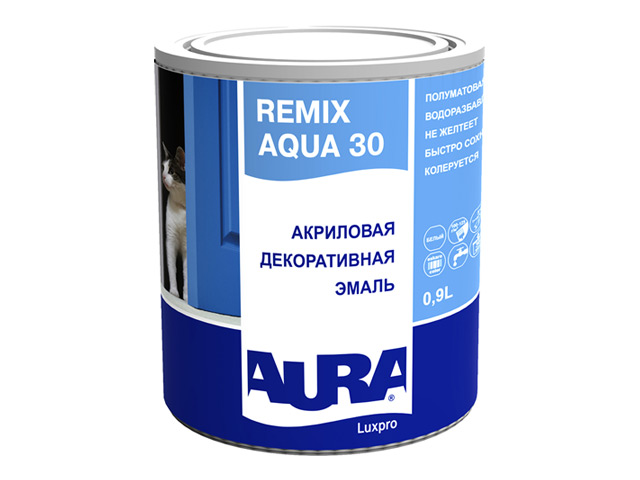 Акриловая декоративная эмаль AURA Luxpro Remix Aqua 30 0,9 л