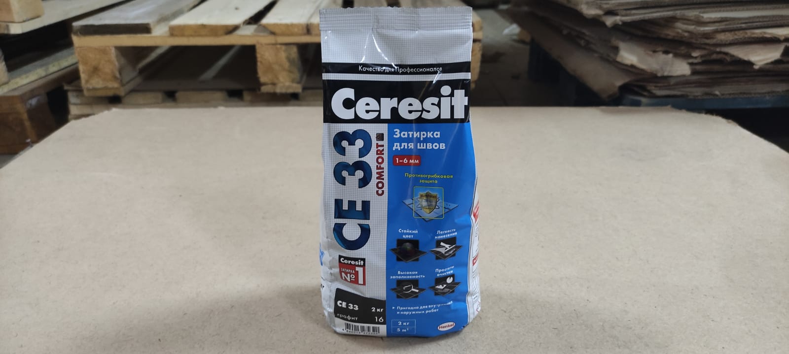 Затирка для швов 1-6 мм Ceresit / Церезит СЕ 33 Comfort 2 кг (цвет: Графит)