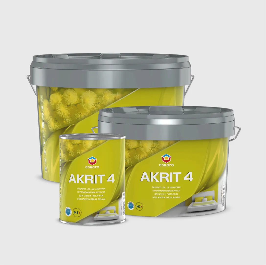 Глубокоматовая краска для стен и потолков Eskaro Akrit 4 (База А - белая) 0,95 л