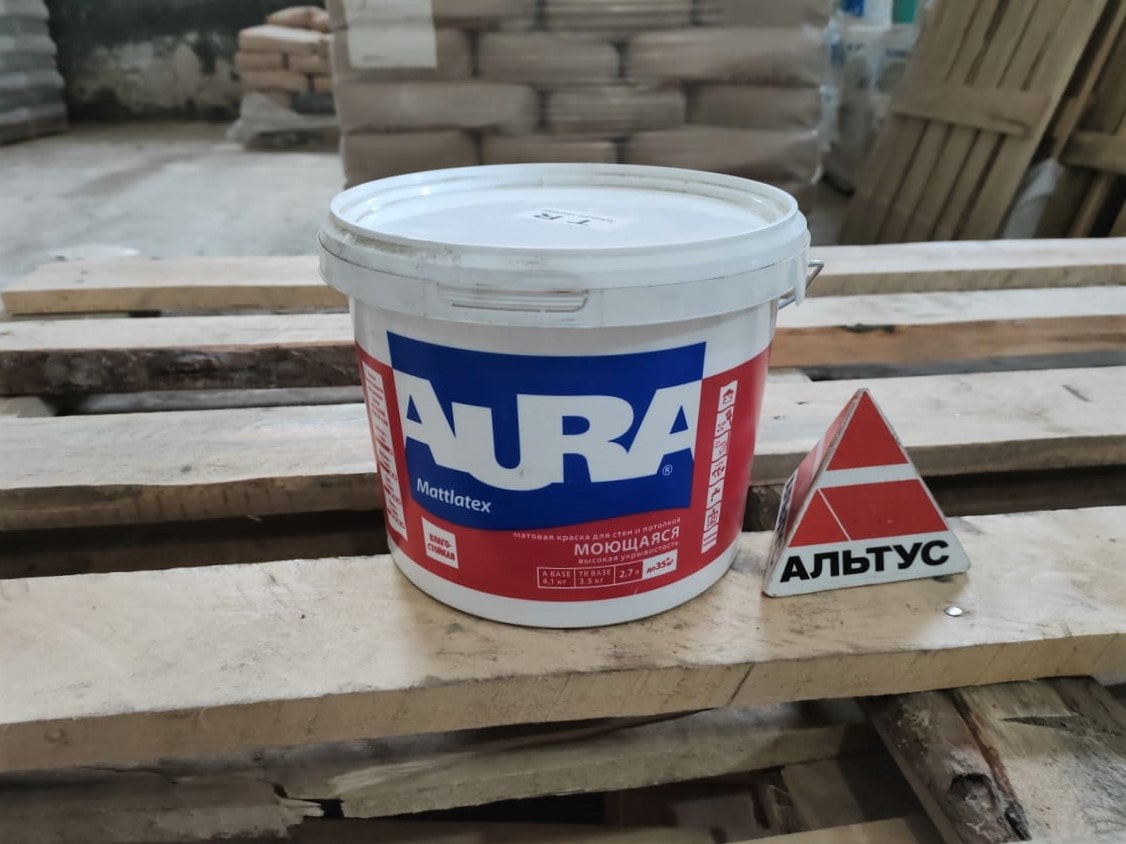Краска моющаяся для стен и потолков AURA MATTLATEX основа TR 2,7л СТОК								