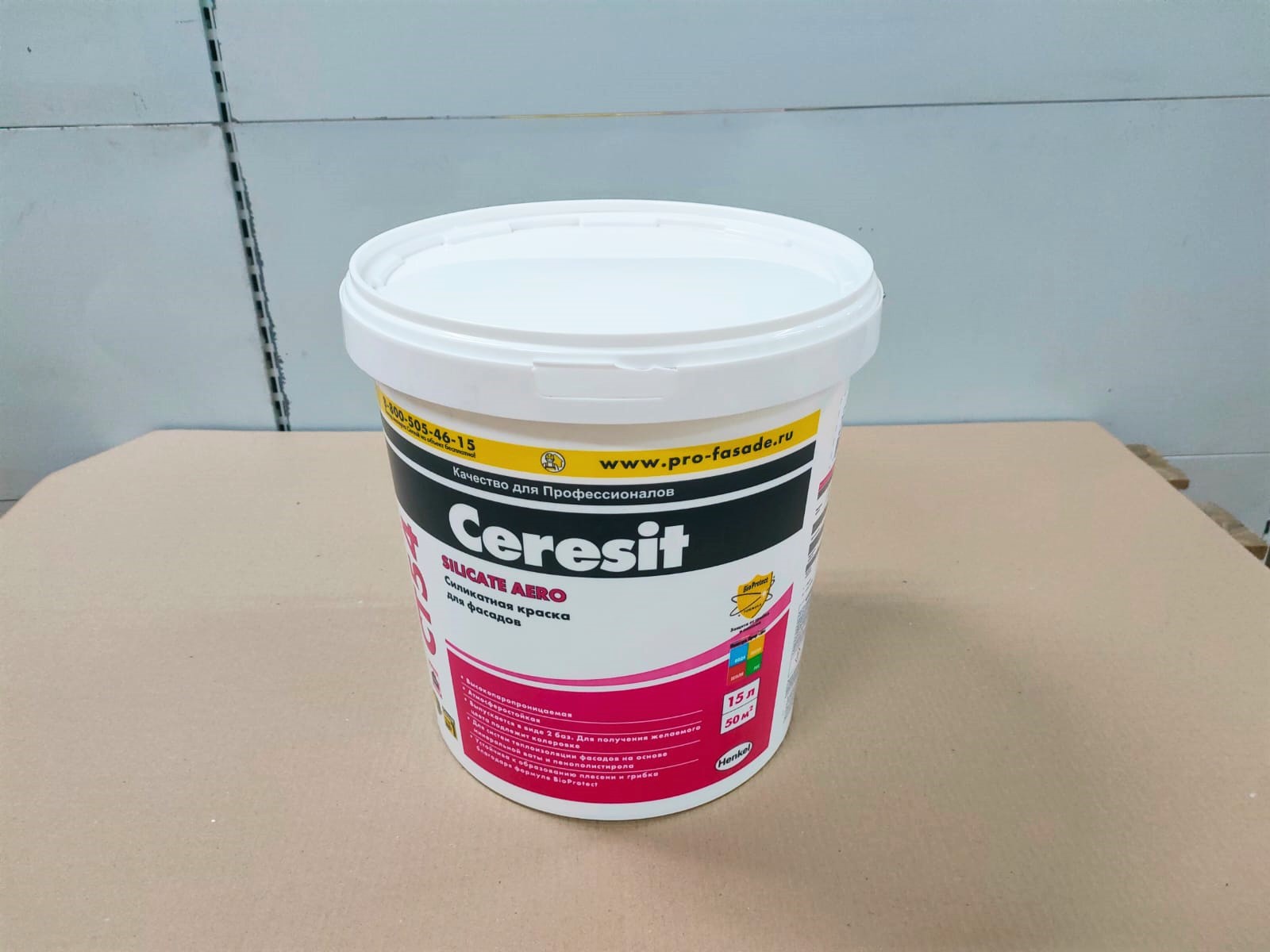 Краска Церезит (Ceresit) СТ 54 силикатная для наружных работ, 15 л