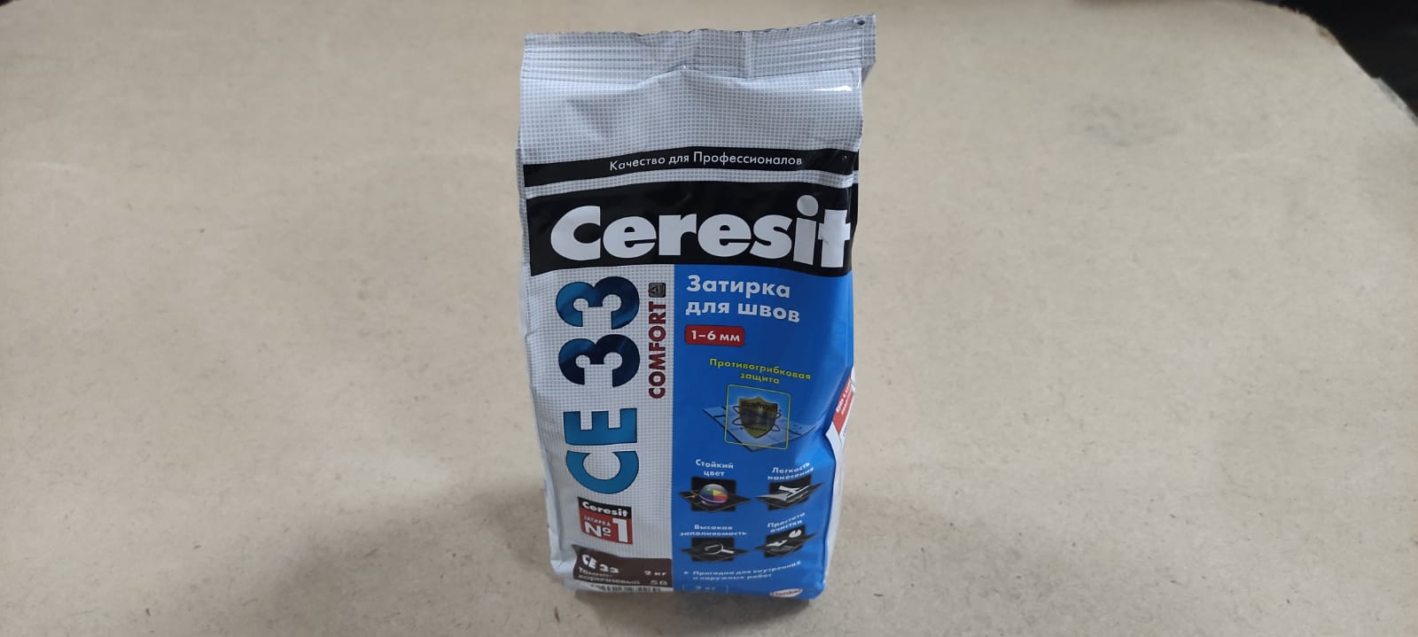 Затирка для швов 1-6 мм Ceresit / Церезит СЕ 33 Comfort 2 кг (цвет: Темно-коричневый)