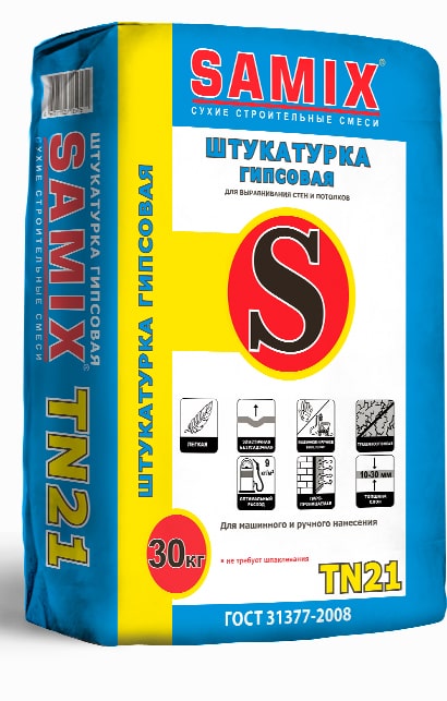 Штукатурка Samix (Самикс) TN-21 гипсовая 30 кг								