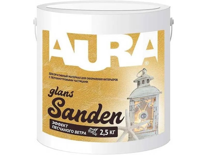 Декоративный материал AURA Sanden Glans Silver 2,5кг/2,07 л								