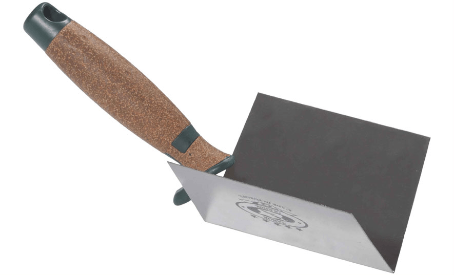 Угловая кельма (шпатель) для внутренних углов 75х110 мм OLEJNIK нержавеющая, пробковая ручка