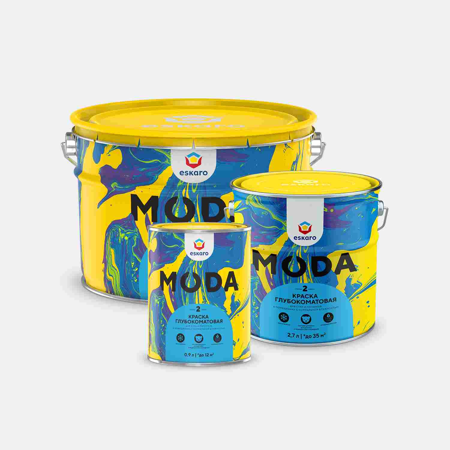 Краска глубокоматовая для стен и потолков Eskaro Moda 2 (База А - белая) 2,7 л