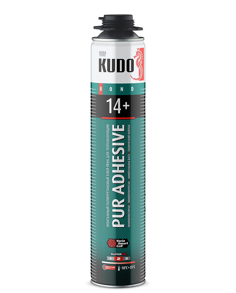 Монтажная клей-пена KUDO PUR ADHESIVE 14+, для теплоизоляционных плит, Всесезонная 1000 мл								