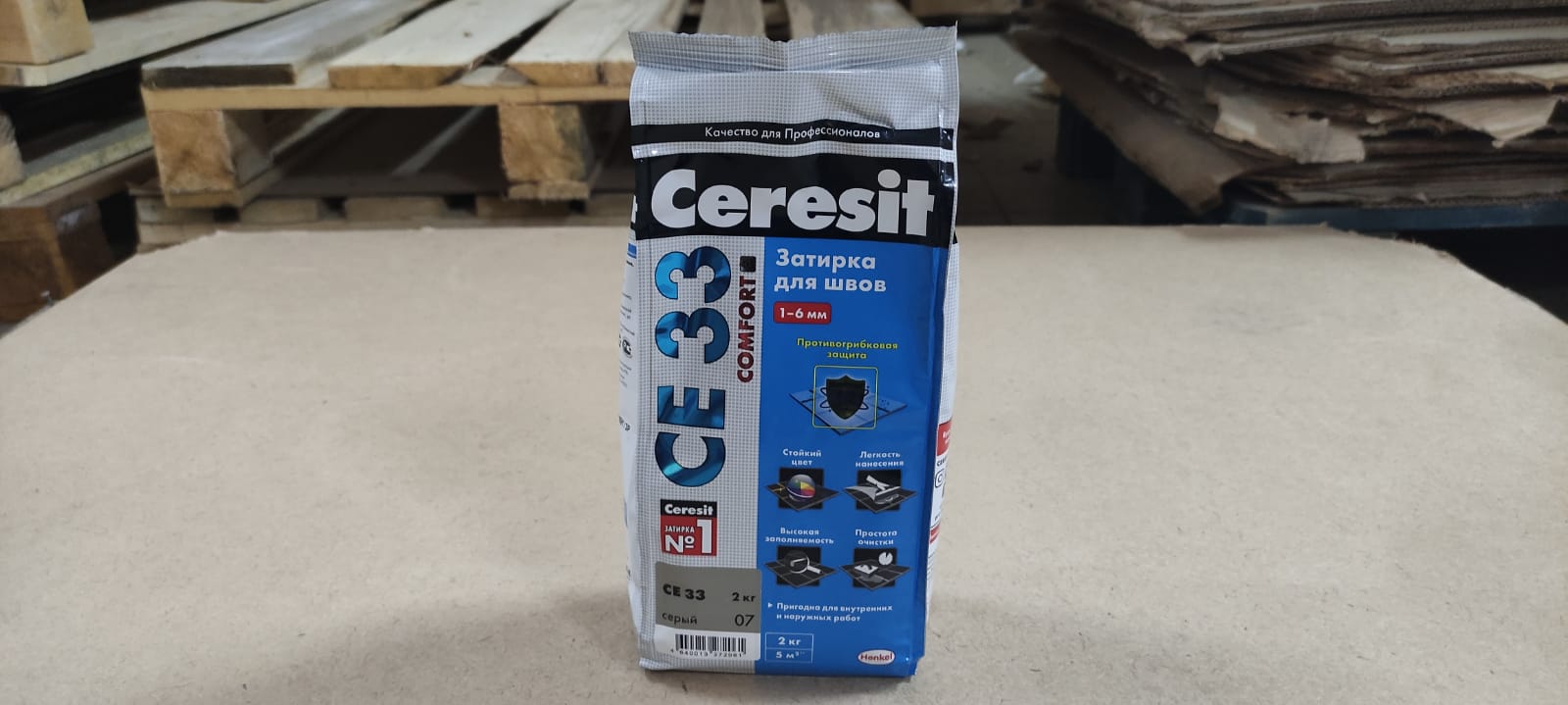 Затирка для швов 1-6 мм Ceresit / Церезит СЕ 33 Comfort 2 кг (цвет: Серый)