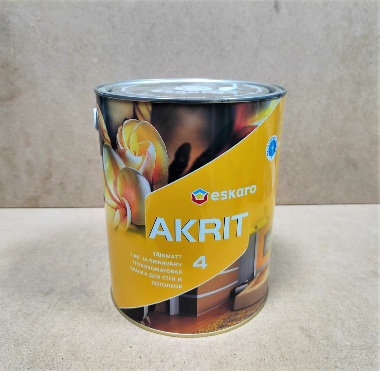 Глубокоматовая краска для стен и потолков Eskaro Akrit 4 (База А - белая) 2,85 л								
