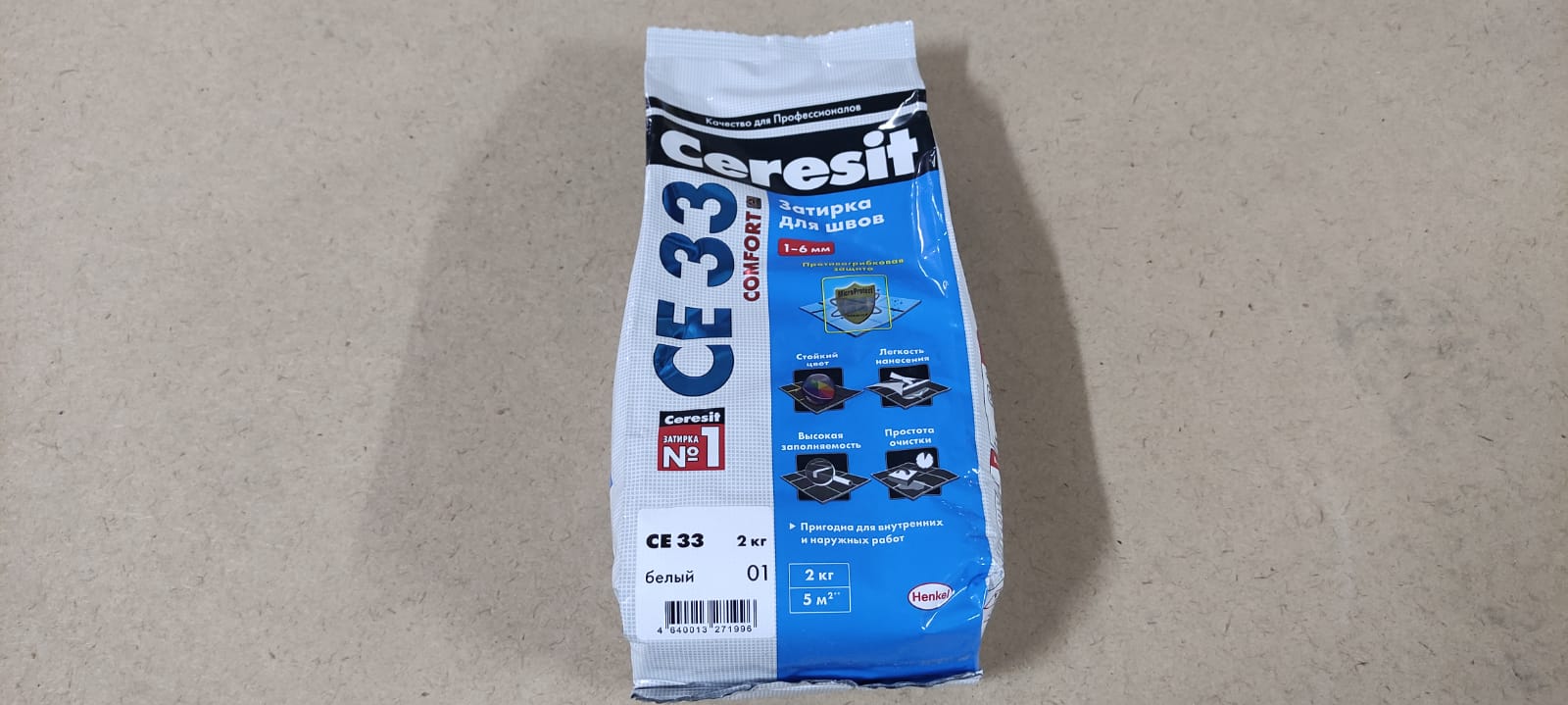 Затирка для швов 1-5 мм Ceresit СЕ 33 Comfort (цвет - белый) 2 кг