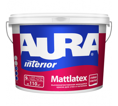 Краска моющаяся для стен и потолков "AURA MATTLATEX" 0,9л
