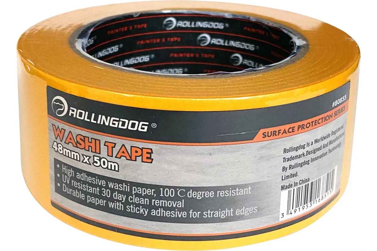 Лента малярная Washi 48ммх50м, 100 грд, УФ-устойчивость 30 дн. (12) Rollingdog (80855)								