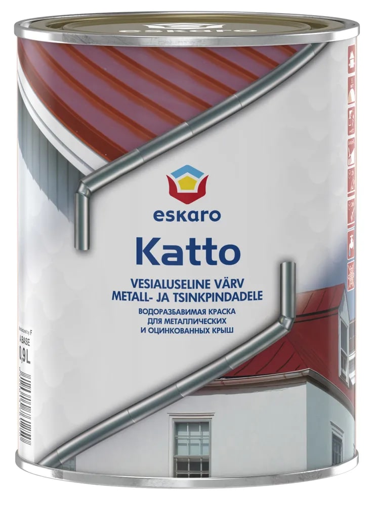 Краска атмосферостойкая для металлических крыш "Eskaro Katto база TR 0,9л"