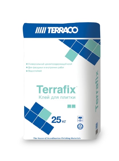 Клей водостойкий для плитки Terrafix DP exterior белый 25 кг								