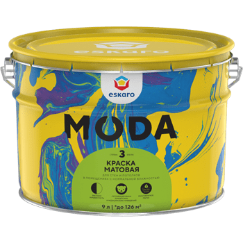 Матовая моющаяся краска для стен и потолков Eskaro Moda 3 / Эскаро Мода 3 9 л (база А)