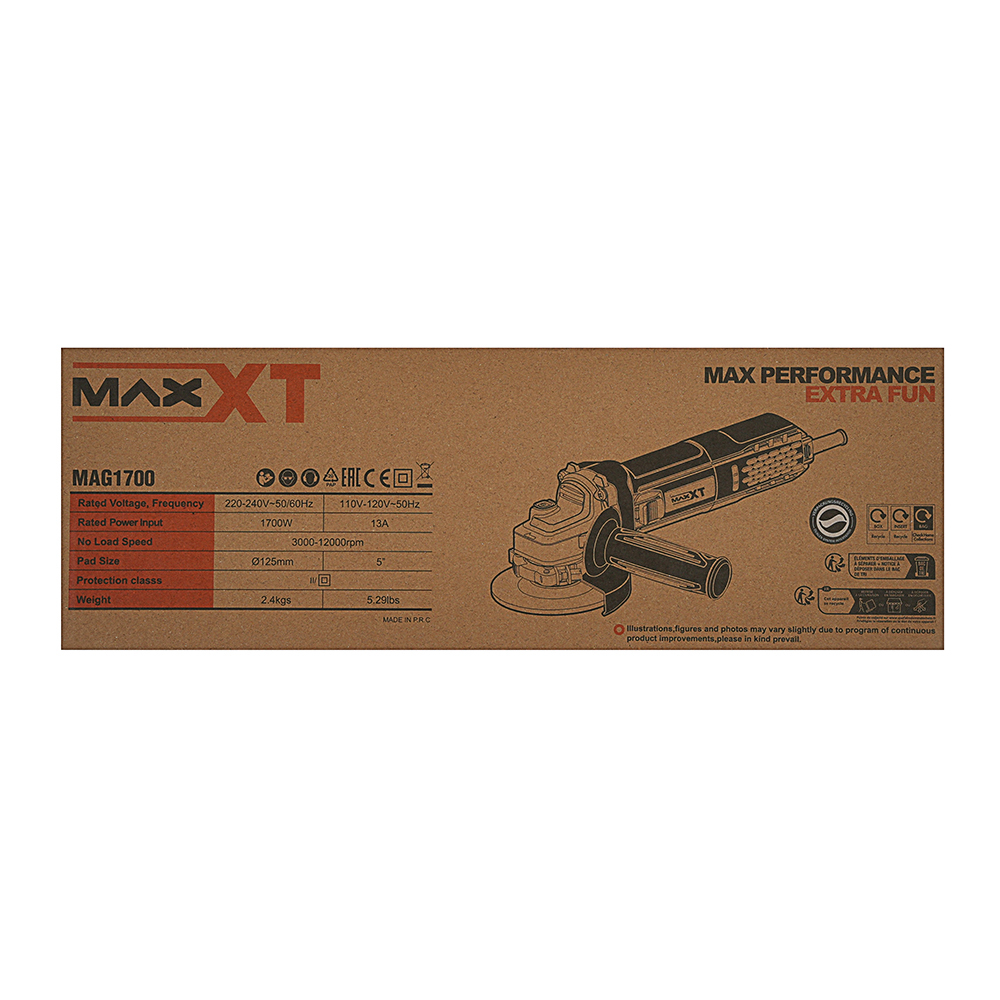 MAG1700 угловая зачистная машина (болгарка) MAXXT, 1700 W								