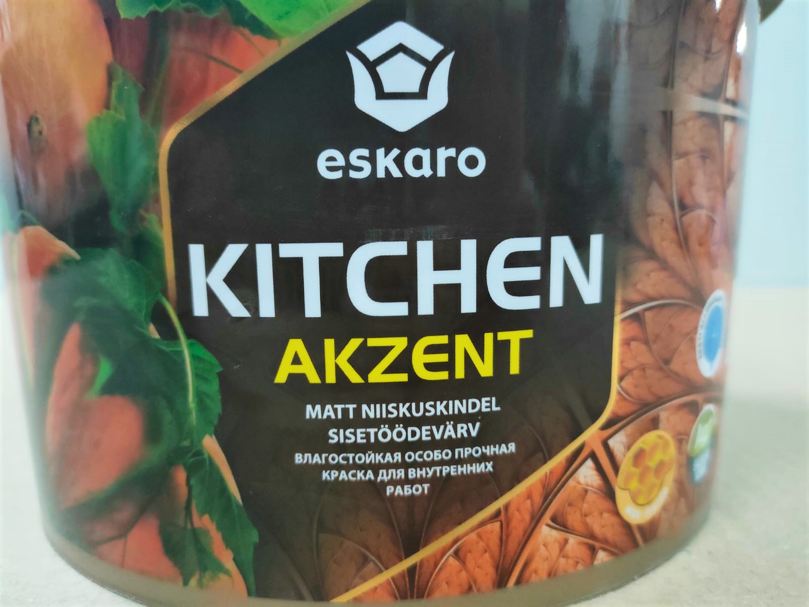 Влагостойкая особо прочная краска Eskaro Akzent Kitchen (База TR - прозрачная) 2,7 л