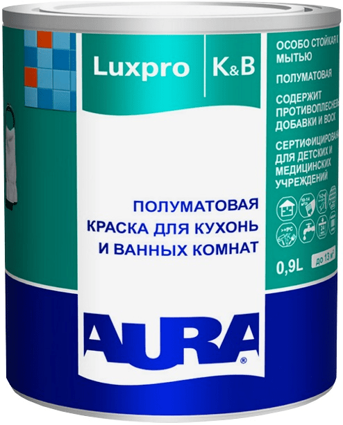 Полуматовая краска для кухонь и ванных "Aura Luxpro Kitchen & Bathroom 0.9л"