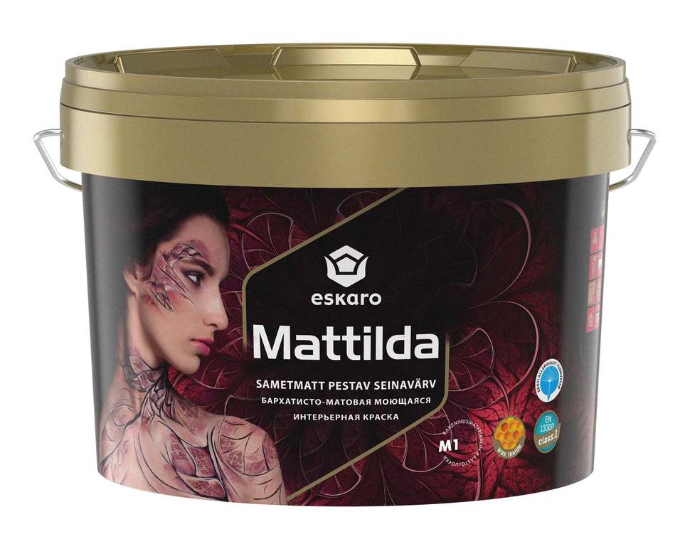 Бархатисто-матовая моющаяся интерьерная краска Eskaro Mattilda (База А - белая) 2,85 л