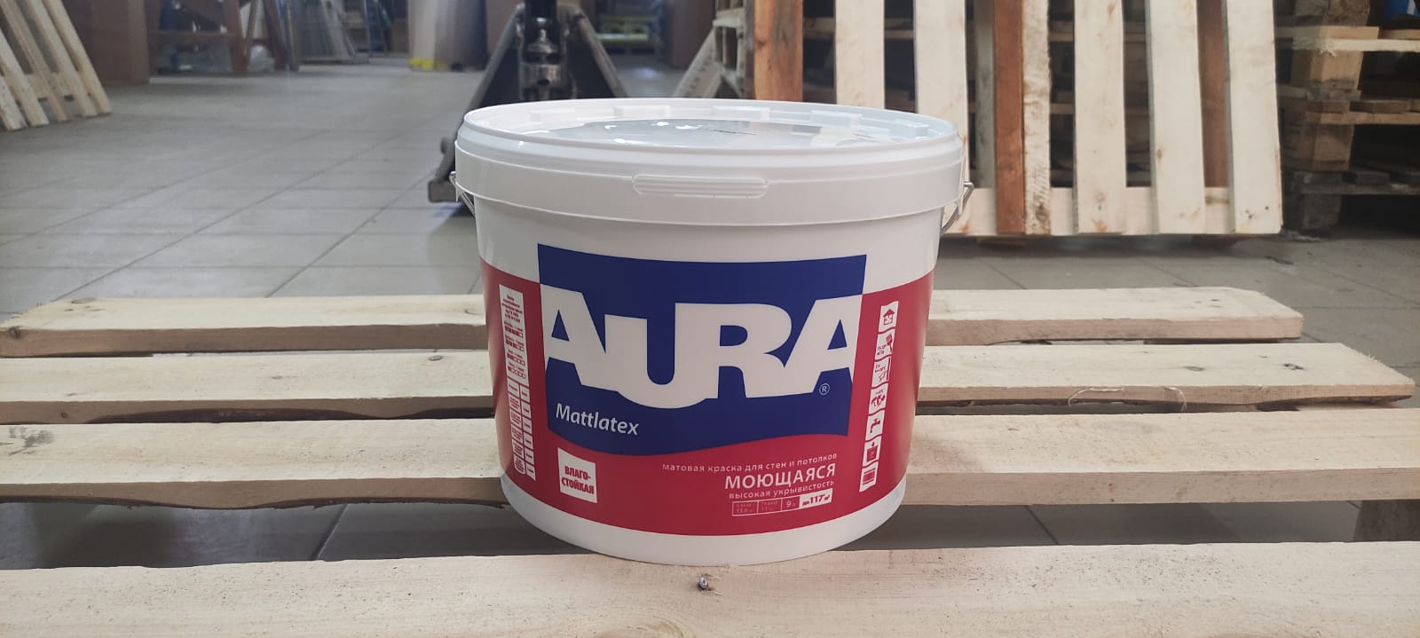 Краска моющаяся для стен и потолков AURA Mattlatex Interior / Аура Матлатекс 9 л (база А)