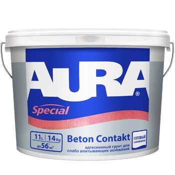 Грунт адгезионный для слабо впитывающих оснований "Aura Beton Contakt" 14 кг
