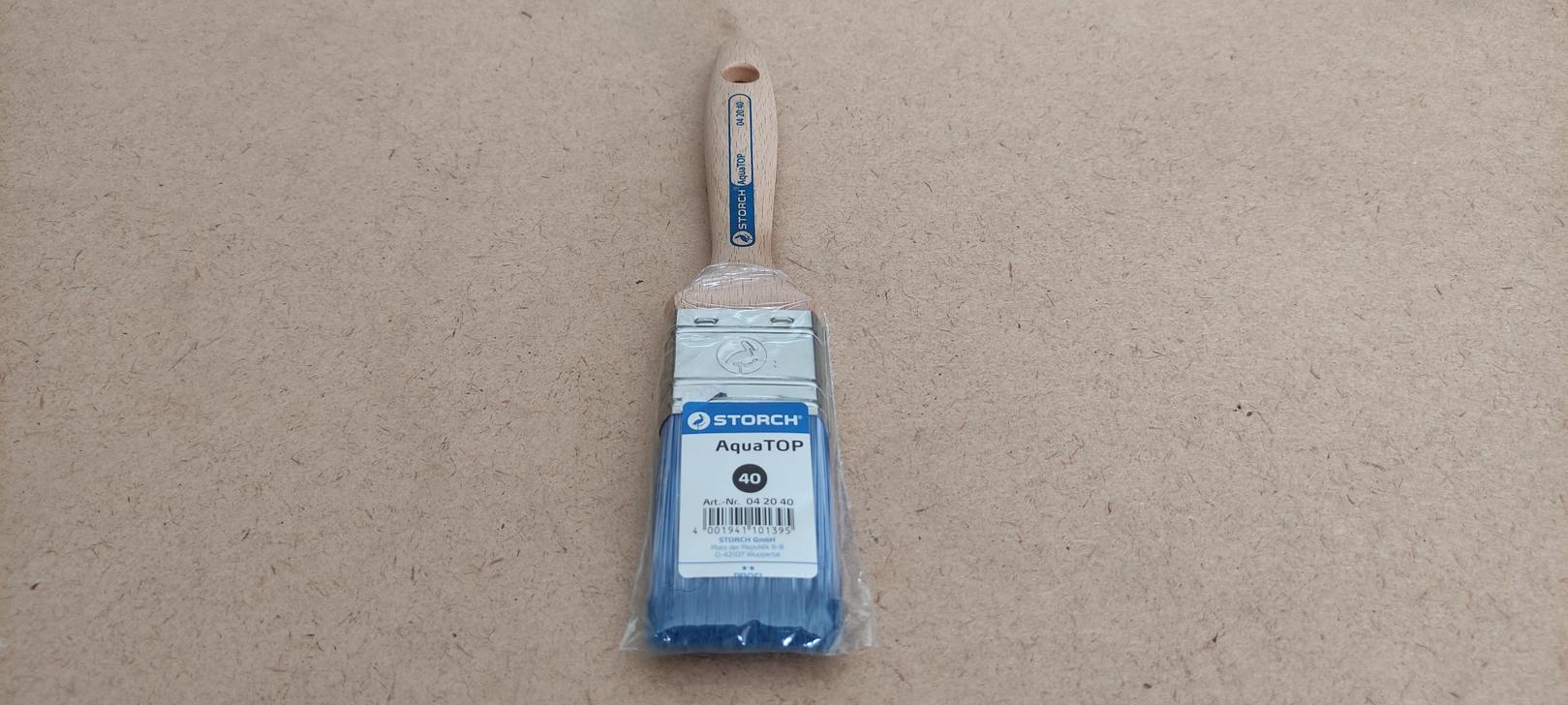 Кисть флейцевая AquaTop, 40 мм, размер 9, синтетическая щетина STORCH (042040)								