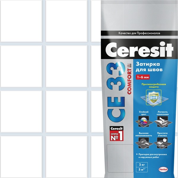 Затирка для узких швов Ceresit CE 33 Comfort, ширина шва 2-6 мм, 2 кг, цвет крокус ДИСКОНТ