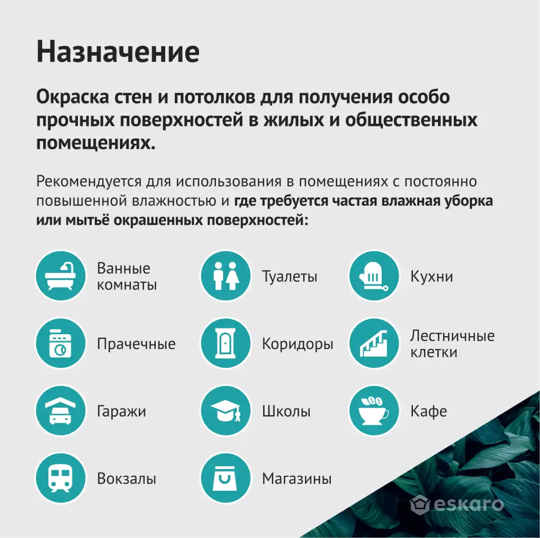 Особо прочная моющаяся полуматовая краска для стен Eskaro Akrit 20 (База А - белая) 9.5 л