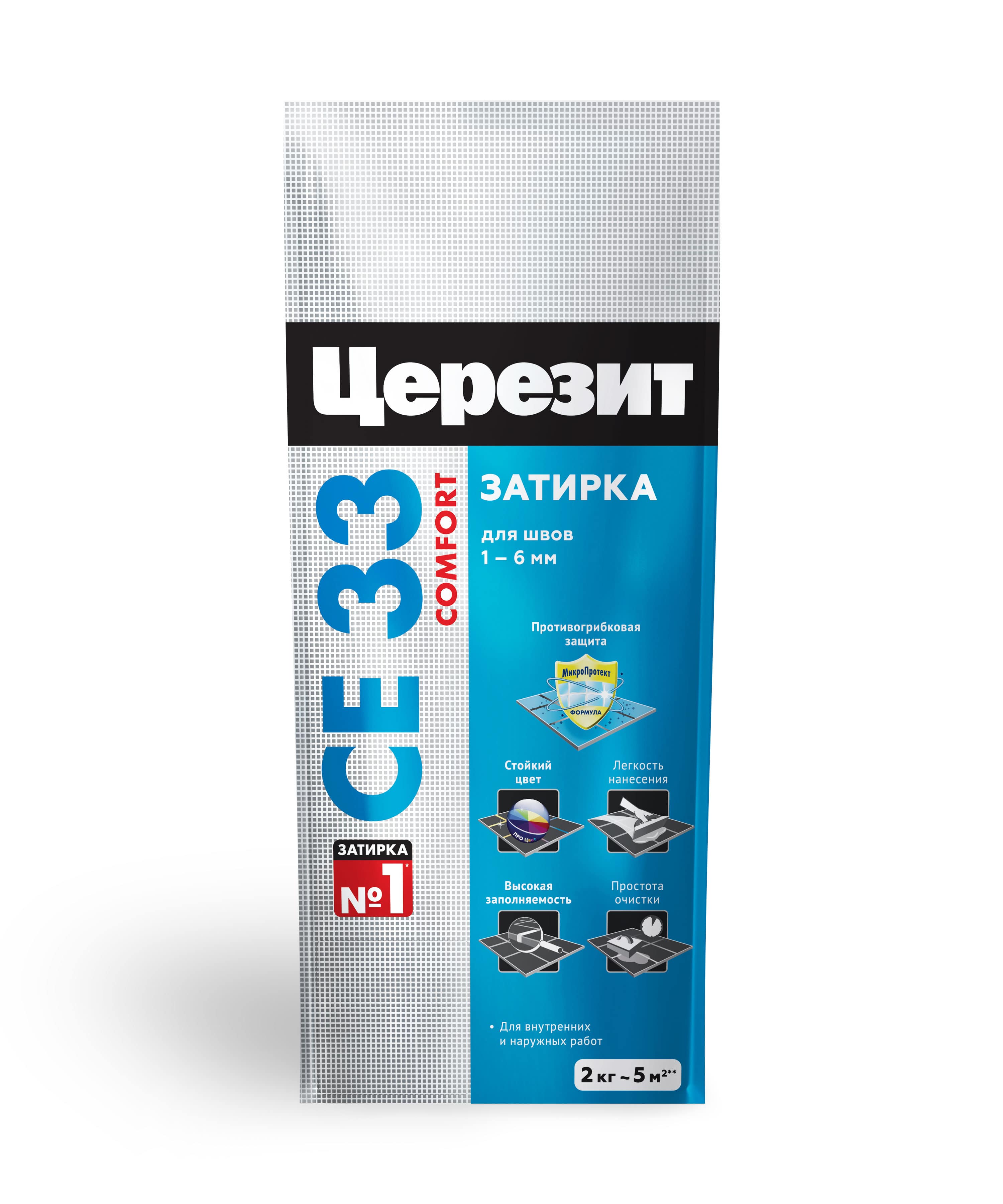 Затирка для швов 1-6 мм Ceresit / Церезит СЕ 33 Comfort 2 кг (цвет: Антрацит)								