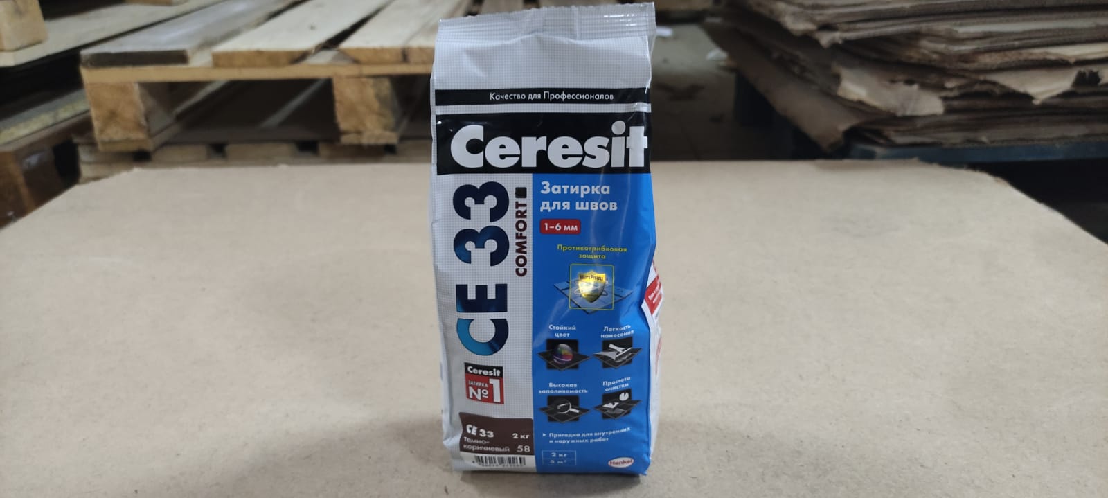 Затирка для швов 1-6 мм Ceresit / Церезит СЕ 33 Comfort 2 кг (цвет: Темно-коричневый)								
